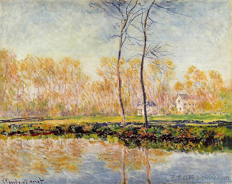 吉维尼的埃普特河岸 The Banks of the River Epte at Giverny (1887)，克劳德·莫奈