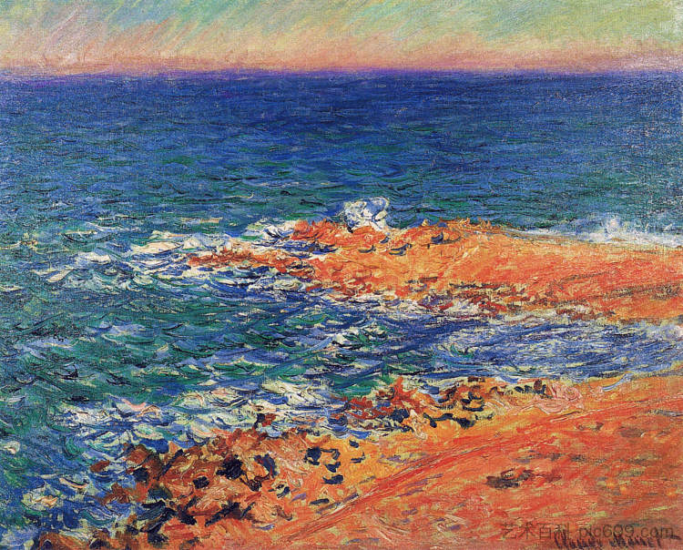 昂蒂布的蓝色大海 The Big Blue Sea in Antibes (1888)，克劳德·莫奈