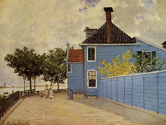 赞丹的蓝屋 The Blue House at Zaandam (1871)，克劳德·莫奈