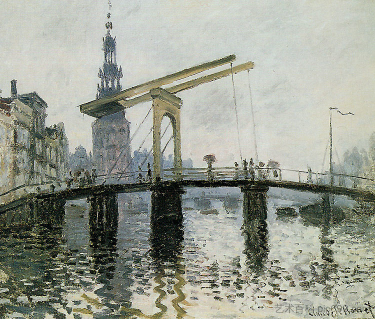 阿姆斯特丹大桥 The Bridge, Amsterdam (1874)，克劳德·莫奈