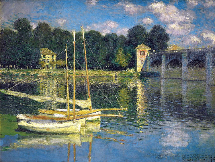 阿让特伊大桥 The Bridge at Argenteuil (1874)，克劳德·莫奈