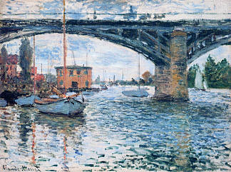 阿让特伊大桥，灰色天气 The Bridge at Argenteuil, Grey Weather (1874)，克劳德·莫奈