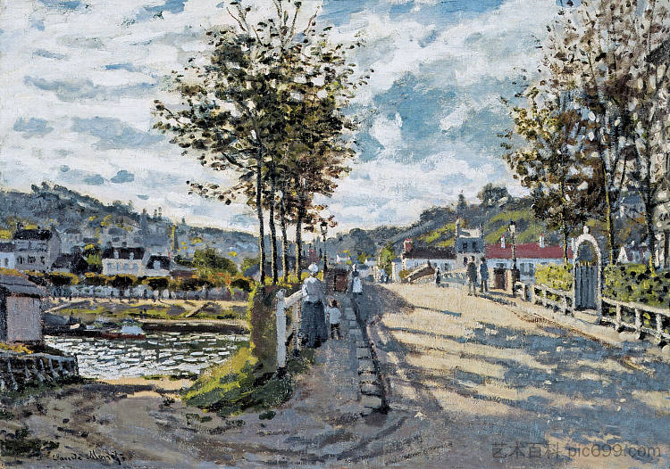 布吉瓦尔桥 The Bridge at Bougival (1869),克劳德·莫奈