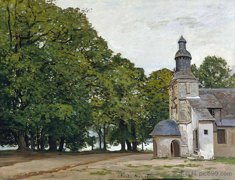 翁弗勒尔的格雷斯圣母教堂 The Chapel Notre-Dame de Grace at Honfleur (1864)，克劳德·莫奈