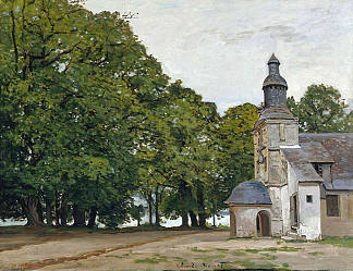 翁弗勒尔的格雷斯圣母教堂 The Chapel Notre-Dame de Grace at Honfleur (1864)，克劳德·莫奈