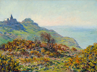 瓦伦日维尔教堂和莱穆捷峡谷 The Church at Varengeville and the Gorge of Les Moutiers (1882)，克劳德·莫奈