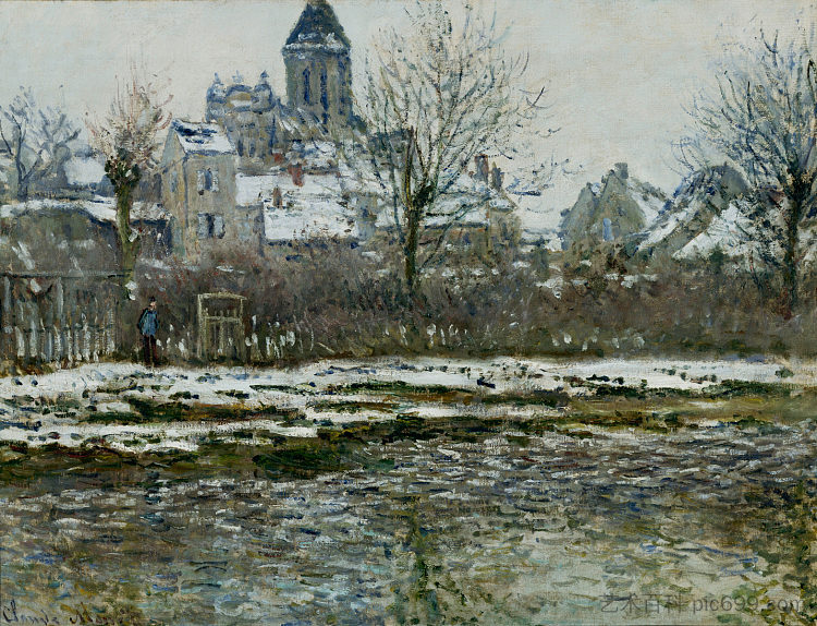 雪下的维特伊教堂 The Church at Vetheuil under Snow (1878 - 1879)，克劳德·莫奈