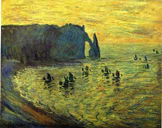 埃特拉特的悬崖 The Cliffs at Etretat (1886)，克劳德·莫奈