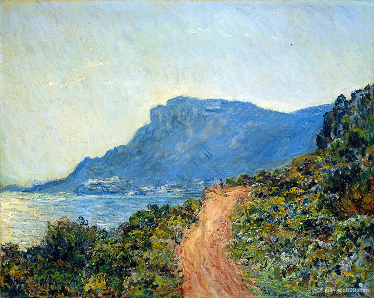 摩纳哥的滨海路 The Corniche of Monaco (1884)，克劳德·莫奈