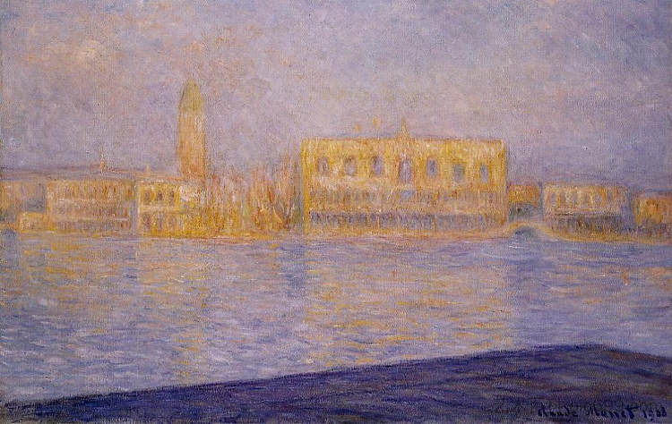 从圣乔治·马焦雷看到的总督府 The Doges' Palace Seen from San Giorgio Maggiore 2 (1908)，克劳德·莫奈