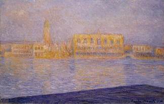 从圣乔治·马焦雷看到的总督府 The Doges’ Palace Seen from San Giorgio Maggiore 2 (1908)，克劳德·莫奈