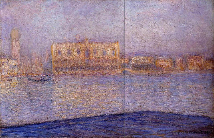 从圣乔治·马焦雷看到的总督府 The Doges' Palace Seen from San Giorgio Maggiore 3 (1908)，克劳德·莫奈