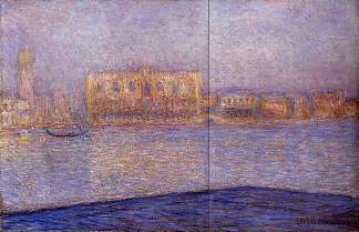 从圣乔治·马焦雷看到的总督府 The Doges’ Palace Seen from San Giorgio Maggiore 3 (1908)，克劳德·莫奈