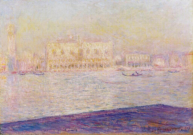 从圣乔治·马焦雷看到的总督府 The Doges' Palace Seen from San Giorgio Maggiore 4 (1908)，克劳德·莫奈