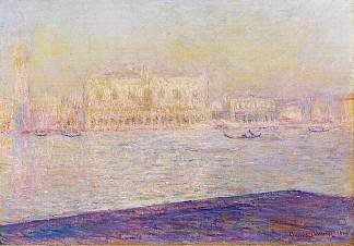 从圣乔治·马焦雷看到的总督府 The Doges’ Palace Seen from San Giorgio Maggiore 4 (1908)，克劳德·莫奈