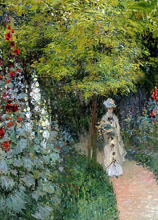 花园，霍利霍克斯 The Garden, Hollyhocks (1877)，克劳德·莫奈