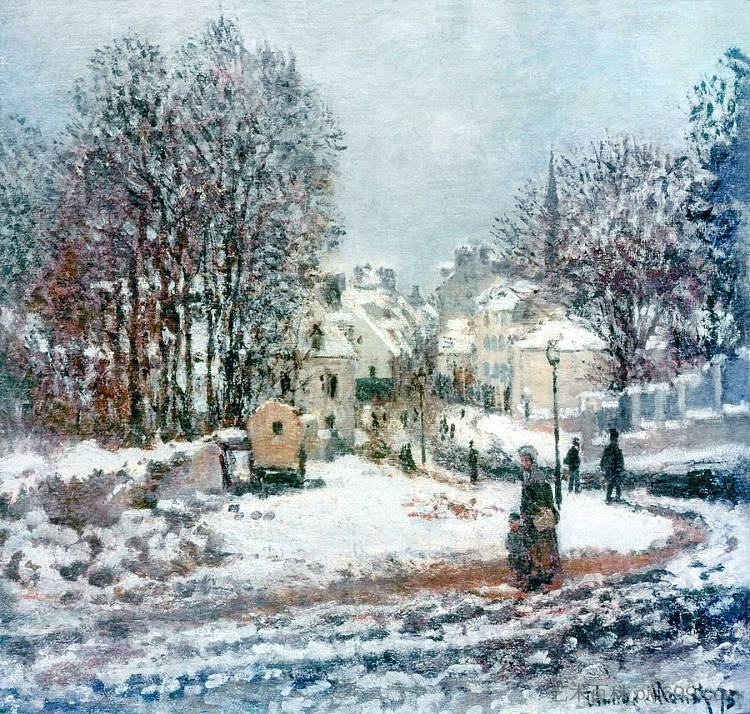 The Grand Street Entering to Argenteuil, Winter The Grand Street Entering to Argenteuil, Winter (1885)，克劳德·莫奈