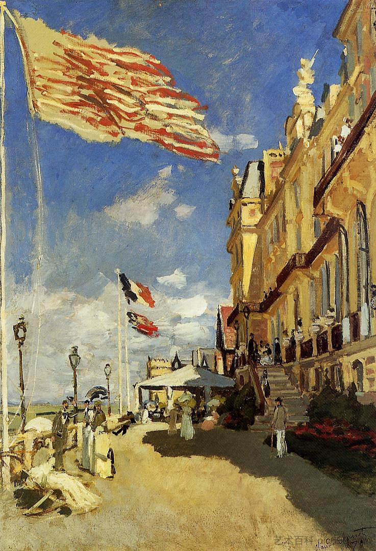 特鲁维尔黑罗氏酒店 The Hotel des Roches Noires at Trouville (1870),克劳德·莫奈