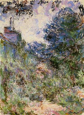从玫瑰园看房子 The House Seen from the Rose Garden (1922 – 1924)，克劳德·莫奈
