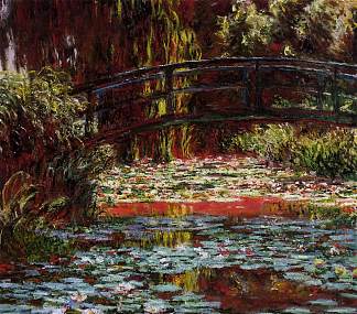 日本桥(睡莲池桥) The Japanese Bridge (The Bridge over the Water-Lily Pond) (1900)，克劳德·莫奈