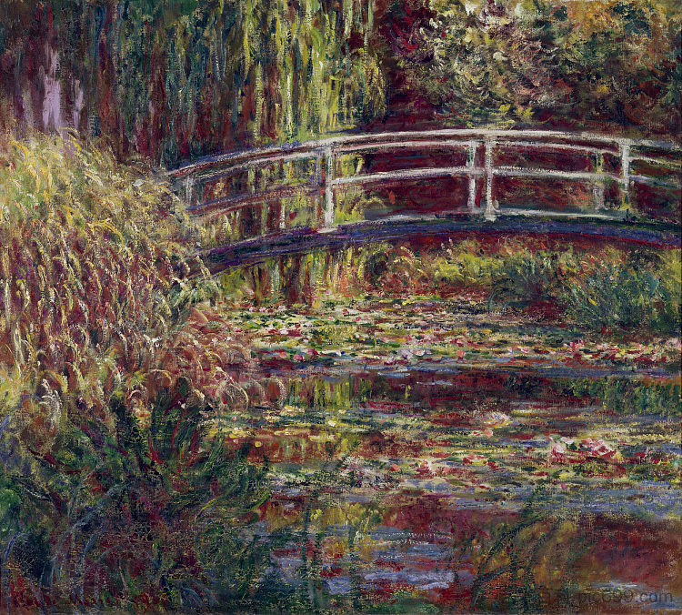日本桥(睡莲池、玫瑰交响曲) The Japanese Bridge (The Water-Lily Pond, Symphony in Rose) (1900),克劳德·莫奈