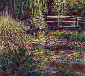 日本桥(睡莲池、玫瑰交响曲) The Japanese Bridge (The Water-Lily Pond, Symphony in Rose) (1900)，克劳德·莫奈