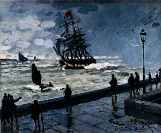 勒阿弗尔码头，恶劣天气 The Jetty at Le Havre, Bad Weather (1870)，克劳德·莫奈
