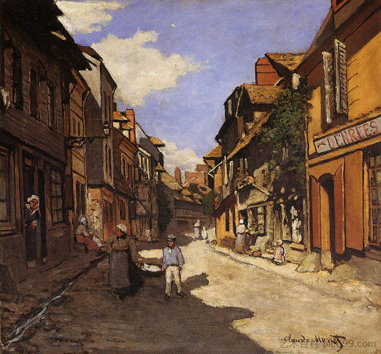 翁弗勒尔2号的拉街巴沃勒 The La Rue Bavolle at Honfleur 2 (1864)，克劳德·莫奈