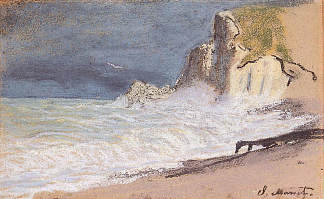 曼尼波特，埃特拉特-山崖，恶劣天气 The Manneport, Etretat – Amont Cliff, Rough Weather (1884 – 1886)，克劳德·莫奈