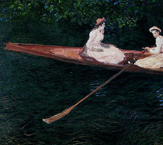 粉红色的小船，在艾普河上划船 The Pink Skiff, Boating on the Ept (1887)，克劳德·莫奈