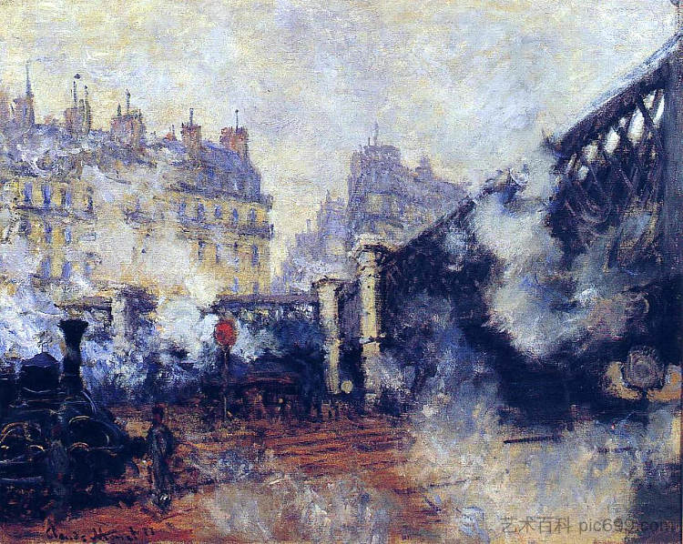 欧洲桥，圣拉扎尔火车站 The Pont de l'Europe, Gare Saint-Lazare (1877)，克劳德·莫奈