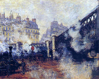 欧洲桥，圣拉扎尔火车站 The Pont de l’Europe, Gare Saint-Lazare (1877)，克劳德·莫奈