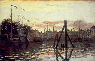 赞丹港 The Port at Zaandam (1871)，克劳德·莫奈