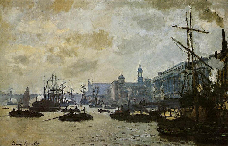 伦敦港 The Port of London (1871)，克劳德·莫奈