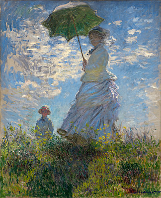 长廊，带阳伞的女人 The Promenade, Woman with a Parasol (1875)，克劳德·莫奈