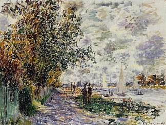 小热讷维耶河岸 The Riverbank at Petit-Gennevilliers (1875)，克劳德·莫奈
