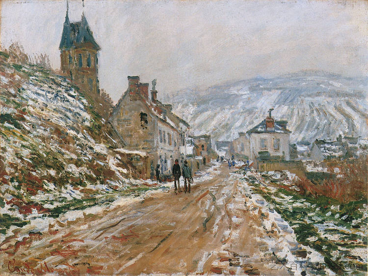 冬天的韦特伊之路 The Road in Vetheuil in Winter (1879)，克劳德·莫奈