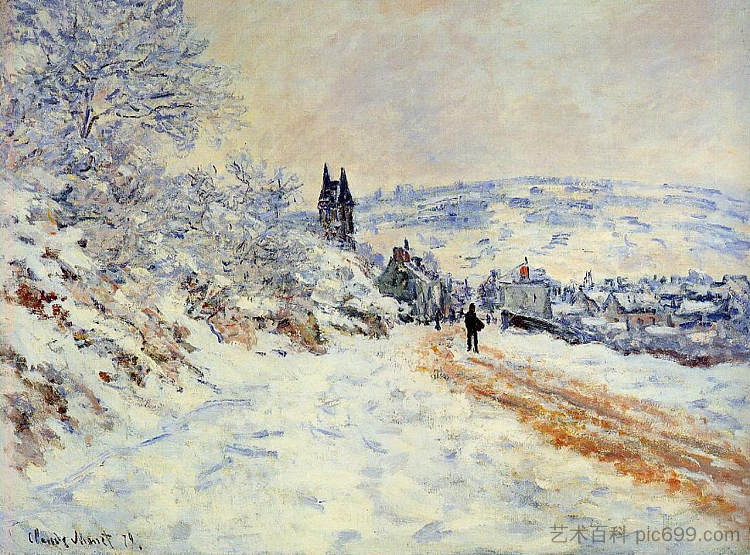 通往韦尔修伊之路,雪雪效应 The Road to Vertheuil, Snow Effect (1879),克劳德·莫奈