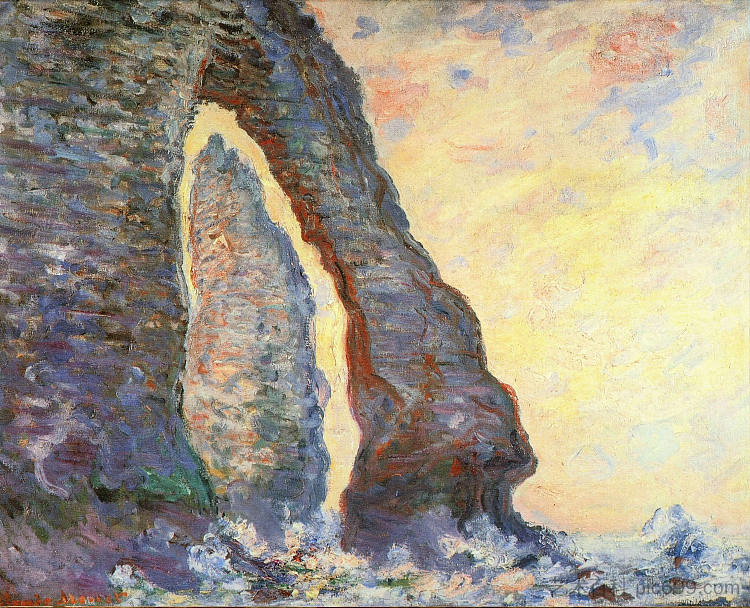 从阿瓦尔门看到的石针 The Rock Needle Seen through the Porte d'Aval (1885 - 1886)，克劳德·莫奈