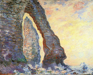 从阿瓦尔门看到的石针 The Rock Needle Seen through the Porte d’Aval (1885 – 1886)，克劳德·莫奈