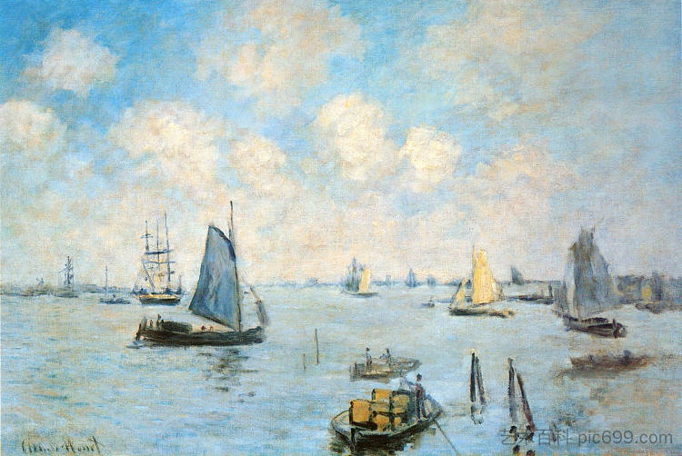 阿姆斯特丹的大海 The Sea at Amsterdam (1874)，克劳德·莫奈