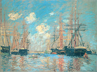 阿姆斯特丹的大海港口 The Sea, Port in Amsterdam (1874)，克劳德·莫奈