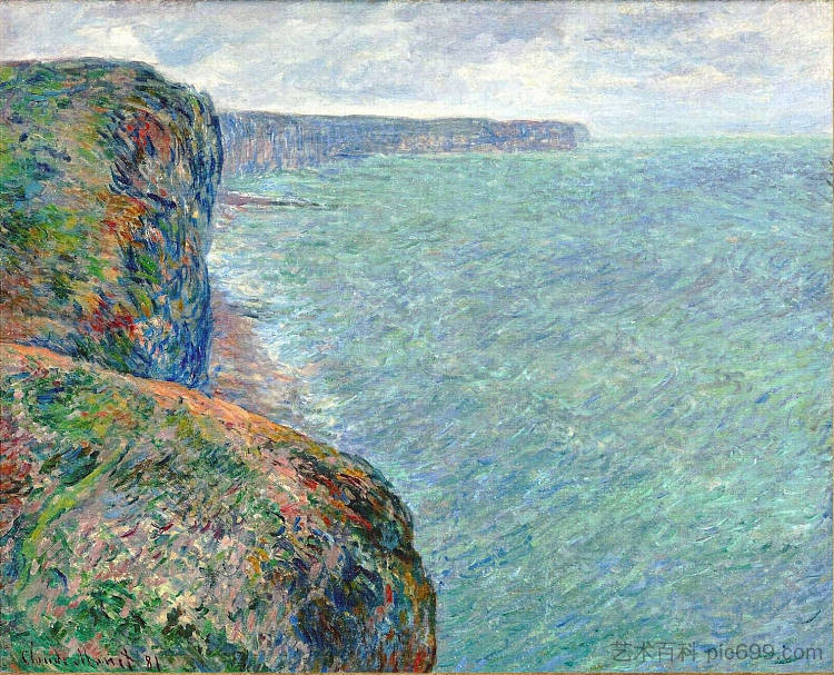 从费坎普悬崖上看到的大海 The Sea Seen from the Cliffs of Fecamp (1881)，克劳德·莫奈