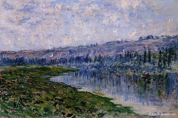 塞纳河和尚特梅斯勒山 The Seine and the Chaantemesle Hills (1880)，克劳德·莫奈