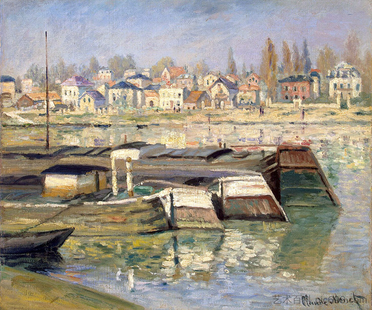 阿涅尔的塞纳河 The Seine at Asnieres (1873)，克劳德·莫奈