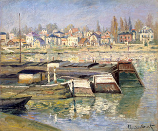 阿涅尔的塞纳河 The Seine at Asnieres (1873)，克劳德·莫奈