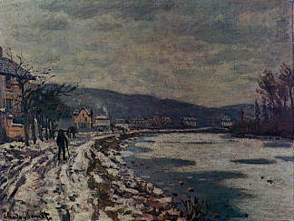 布吉瓦尔的塞纳河 The Seine at Bougival (1869)，克劳德·莫奈