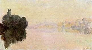 维勒兹港的塞纳河，粉色效应 The Seine at Port-Villez, Pink Effect (1894)，克劳德·莫奈