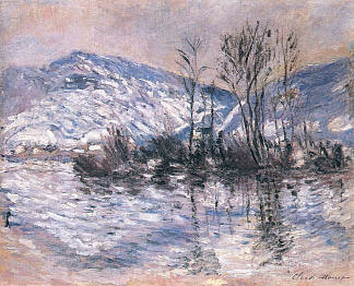 维勒兹港的塞纳河，雪效应02 The Seine at Port Villez, Snow Effect 02 (1885)，克劳德·莫奈