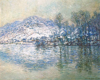 维勒兹港的塞纳河，雪效应 The Seine at Port Villez, Snow Effect (1885)，克劳德·莫奈